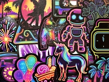 50 Colorful Neon Style Stickers Decals For Phone Laptop Decoration Cool Fun