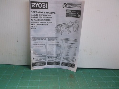 Ryobi P4221 18V Angle Grinder Operator 
