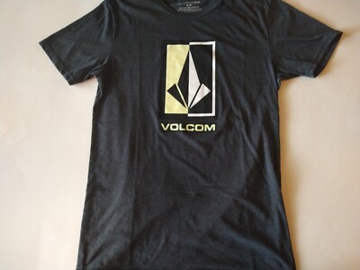 VOLCOM Shirt Men's Meduim Gray Big Logo Regular Fit Surf Beach Skate Summer Tee