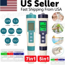 7 in 1 Digital LCD Water Quality Tester PH/TDS/EC/ORP/TEMP/SG/Salinity Meter Pen