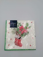 "20 Servietten Weihnachten \"Sock With Poinsettia\" Socke Weihnachtsstern Advent"