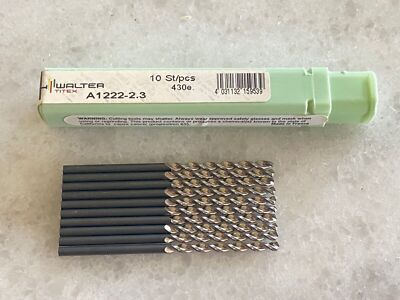 10 NEW WALTER TITEX A1222 2.3MM JOBBER PARABOLIC TWIST DRILL HSS BITS