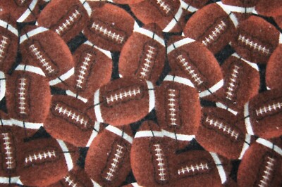 1/2 Yard Footballs  Flannel Fabric 22'' X 44''