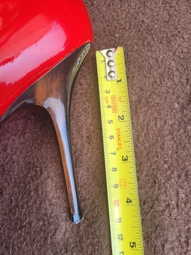 Karen Millen Shoes Size 4.5 Eu37.5 Red Patent Open Toe Slip On Stiletto Heel - Picture 9 of 11
