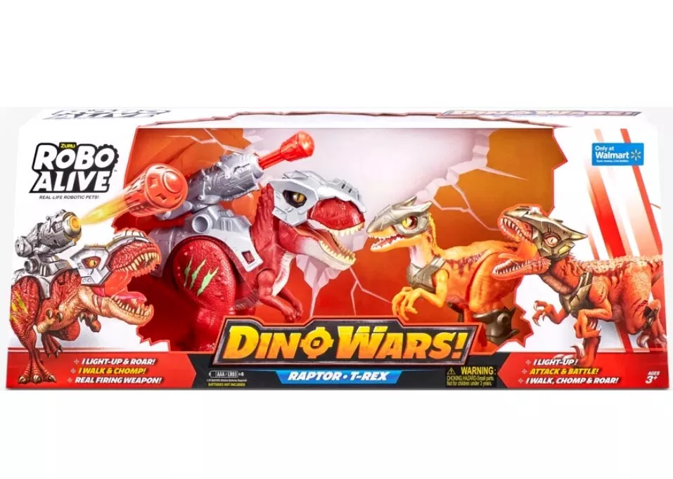 Kit 2 Dinossauros Tiranossauro Rex Velociraptor Brinquedo - Dupari