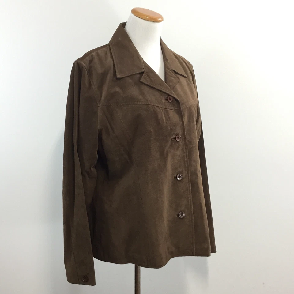 Van Heusen Womens Sz XL Brown Suede Shirt Style Jacket Fully Lined Great Look XL - Image 2 of 4