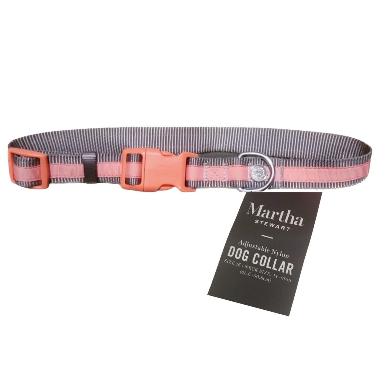 Martha Stewart Adjustable Nylon Dog Collar Size 16 Fits Necks 14
