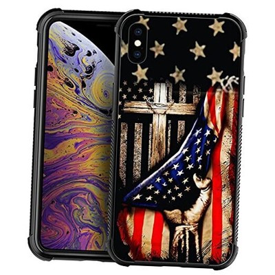 DAIZAG Case Compatible with Case iPhone XR Wooden Cross Power American Flag