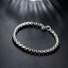 925 Sterling Silver Charm Round Bangle Women's Fashion Bracelet DLH157