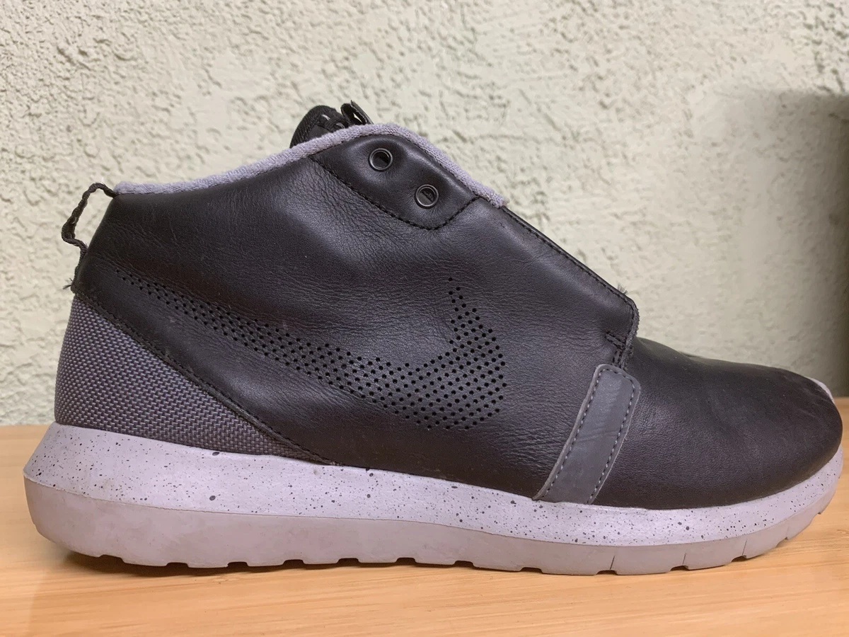 Nike Roshe Run NM Sneaker Boot Black Gray Leather 684704 001 Men s