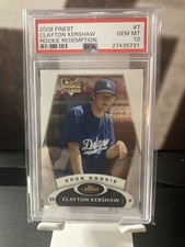 2008 Finest Rookie Redemption: #  7 Clayton Kershaw PSA 10 GEM MINT Rare Pop 39!
