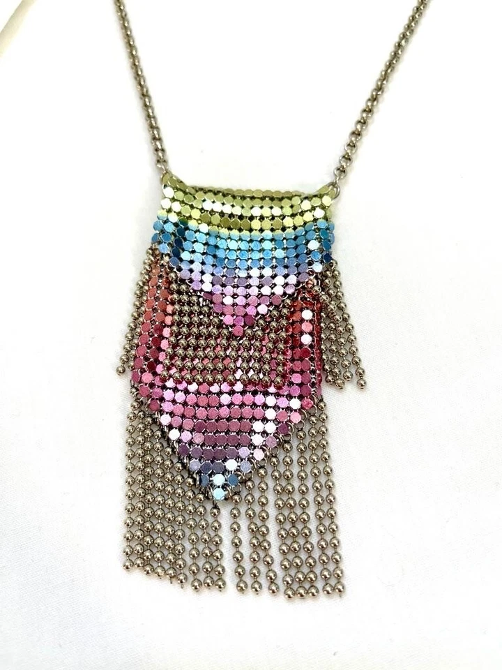 Rainbow Paco Rabanne 1969 Pixel Mini Bag  Necklace Rare Authentic Item