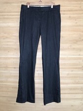 Y2K Theory sz 10 dark gray and tan pinstripe wool blend wide leg trousers