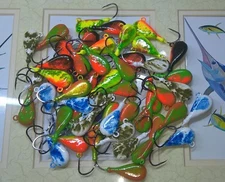 50 Blackfish Jigs 1oz Tog Jigs  Assorted Colors Flat Jig Heads 4/0 Hook T&A JIGS