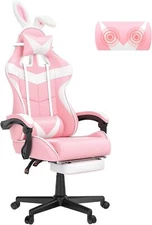 Gaming Chair with Footrest,Lovely Bunny Computer Gamer Chair,Gamer Desk Chair