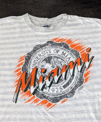 University of Miami Hurricanes Long Sleeve Shirt AOP Vintage Made in USA Size XL - Picture 2 of 9