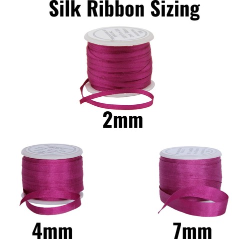 PURE SILK RIBBON 2MM, 4MM, 7MM - 50 COLORS - 3 WIDTHS - THREADART - Picture 2 of 55