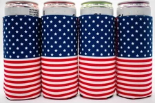 Set of 4 | American Flag | Slim Can Cooler | Hard Seltzer | Coozies