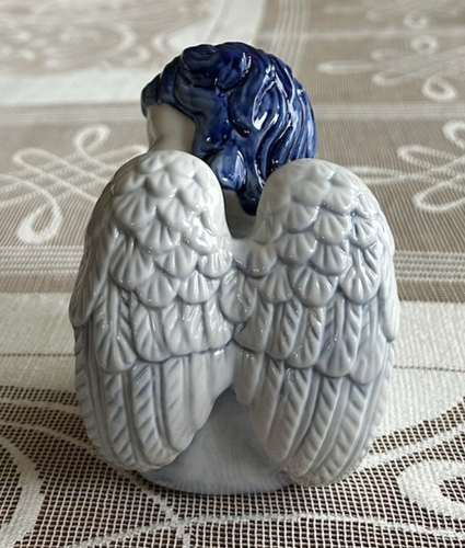 FIGURKA ANIOŁA DELFT HOLLAND ŚPIĄCEGO NIEBIESKO-BIAŁY CHERUBIN VINTAGE 4 3/4" - Zdjęcie 6 z 11
