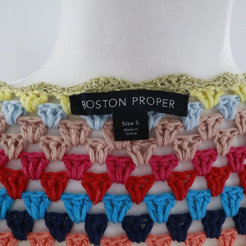 Boston Proper Crochet Cardigan Womens S Hippie Bohemian Cottagecore Grannycore - Image 2 of 4