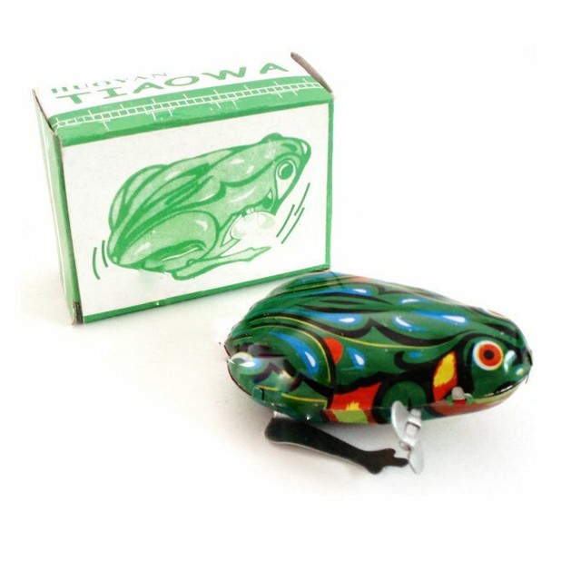 USD WIND UP TIN TOY FROG 2.5" Hopping Jumping Vintage Retro Style eBay