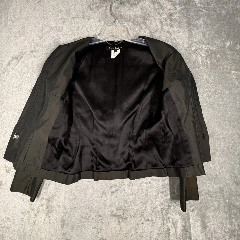 Blazer Lida Baday Mujer 4 Verde Iridiscente Satinado Oficina Pulido Negocios Preppy Foto 4 de 4