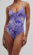  494 Mara Hoffman Women's Purple Paisley Print One Piece Swimsuit Size X-Large