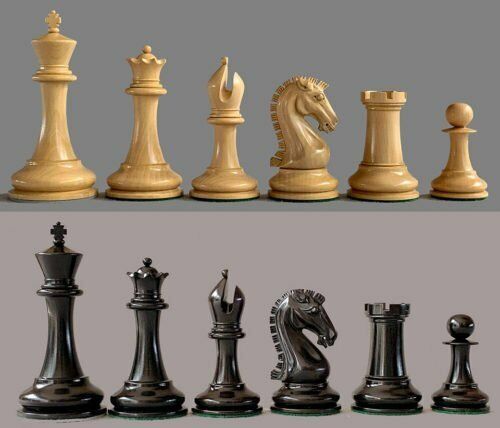 3.75 Ebony Wood Staunton Chess Pieces Set SINQUEFIELD- 2019 St. Louis  Series 4Q