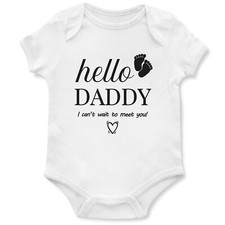 Hello Daddy Babygrow Baby Announcement Surprise New babies Boys Girls Welcome...