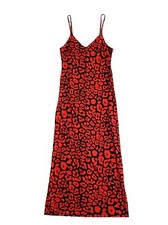 UO Urban Outfitters Wild Ones Midi Slip Dress Red Black Cheetah Print Size XS