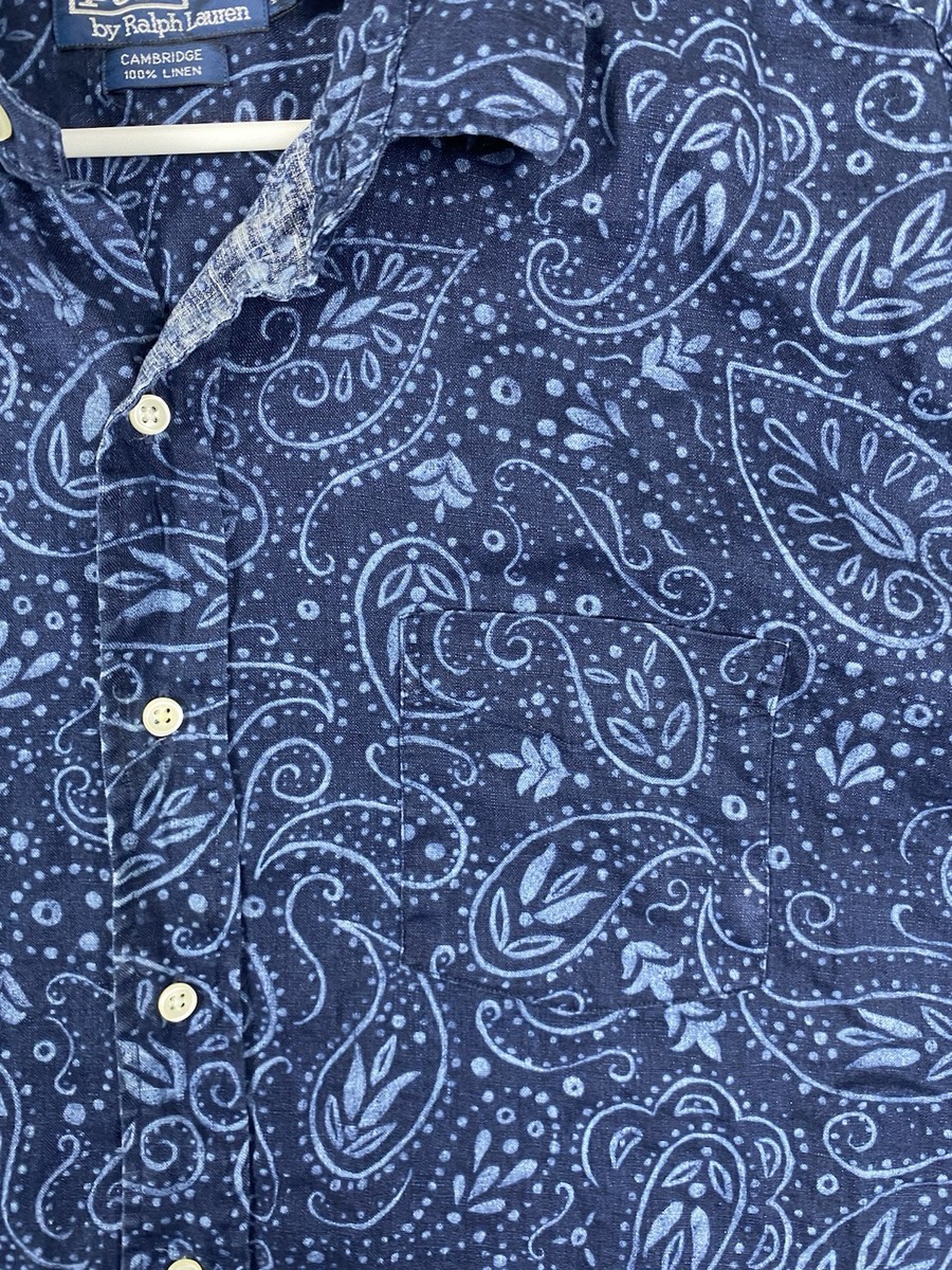 Polo Ralph Lauren Cambridge Men's XXL Blue Paisley Linen