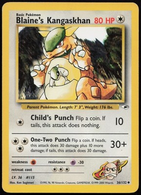 POKEMON TCG BLAINE'S KANGASKHAN 36/132 GYM HEROES UNCOMMON UNLIMITED ENG EX 2000