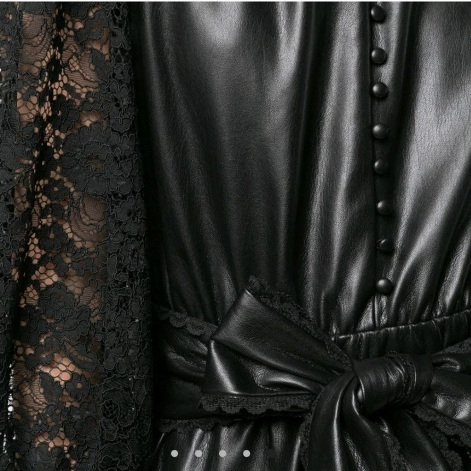 Alice + Olivia MINA VEGAN LEATHER MINI DRESS Size 6 $595 - Image 4 of 4