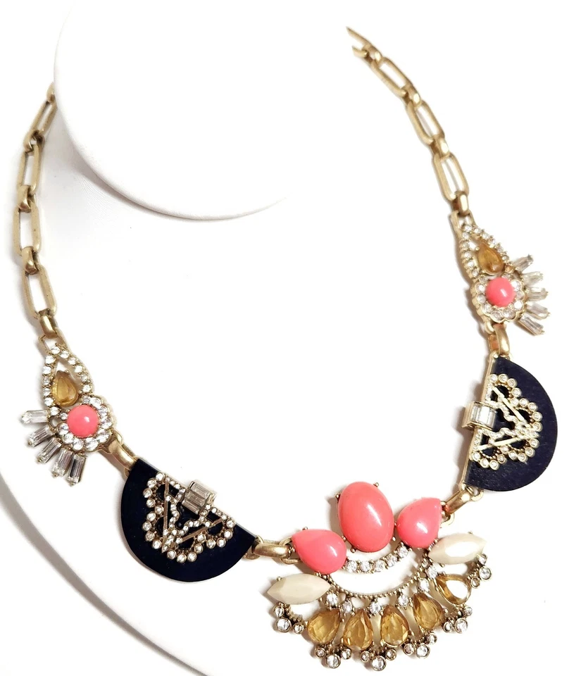 Collar J.Crew Factory Cristal Distintivo Multicolor Oro Claro Chapado en Buey Latón Foto 2 de 4