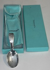 Tiffany  Co. Sterling Silver 925 Curved Handle Loop Baby Spoon