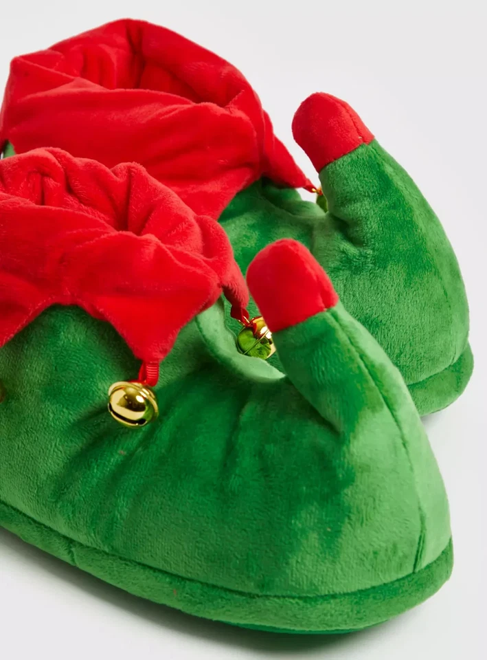 Novelty Christmas Elf Slippers Men's Size 9-10 Festive House Shoes - Image 3 of 4