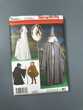 Simplicity 1582 Cape tunic hat Wizard, Maiden Robin Costume Sewing Pattern XS-XL