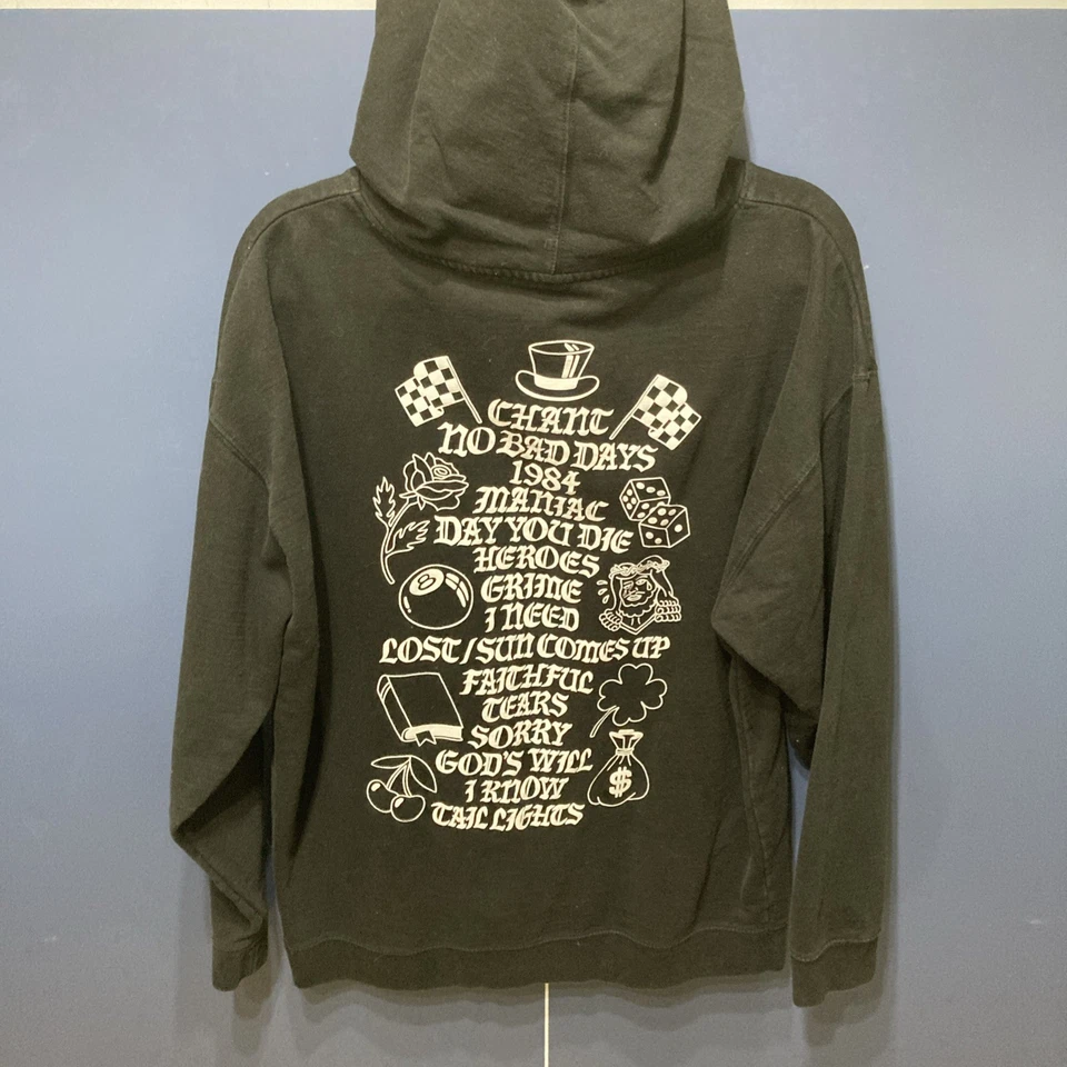 Sudadera con capucha negra Macklemore Ben Tour en negro con canciones enumeradas en la parte posterior XXL Foto 3 de 4