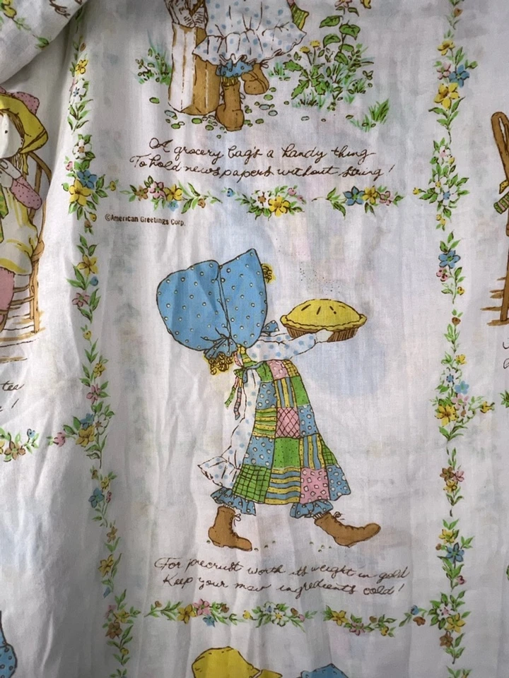 Sábana plana completa vintage American Greetings Holly Hobbie 80x77 patchwork pradera Foto 2 de 3