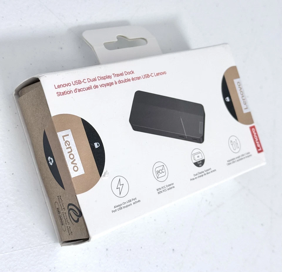 Base de viaje Lenovo 7 en 1 USB-C doble pantalla - 40B90000US - NUEVO Foto 4 de 4