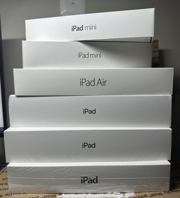 Lot of 6 Empty Apple iPad Boxes - 2 x iPad Mini, 3 x iPad, 1 x iPad Air - EMPTY