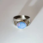 Jay King DTR Vintage Sterling Silver Oval Cut Blue Fire Opal Ring Size 8