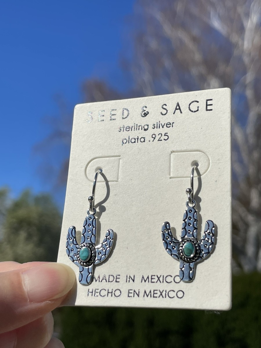 Seed & Sage Sterling Silver Made in Mexico Cactus Turquoises