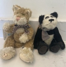 Vintage Boyd  s Bears Friends Collectible Plush Animals Lot Of 2 Cat  Panda Bear