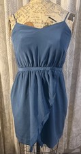 Madewell Wrap Mini Dress Blue V-Neck Spaghetti Straps Size 8 Sleeveless