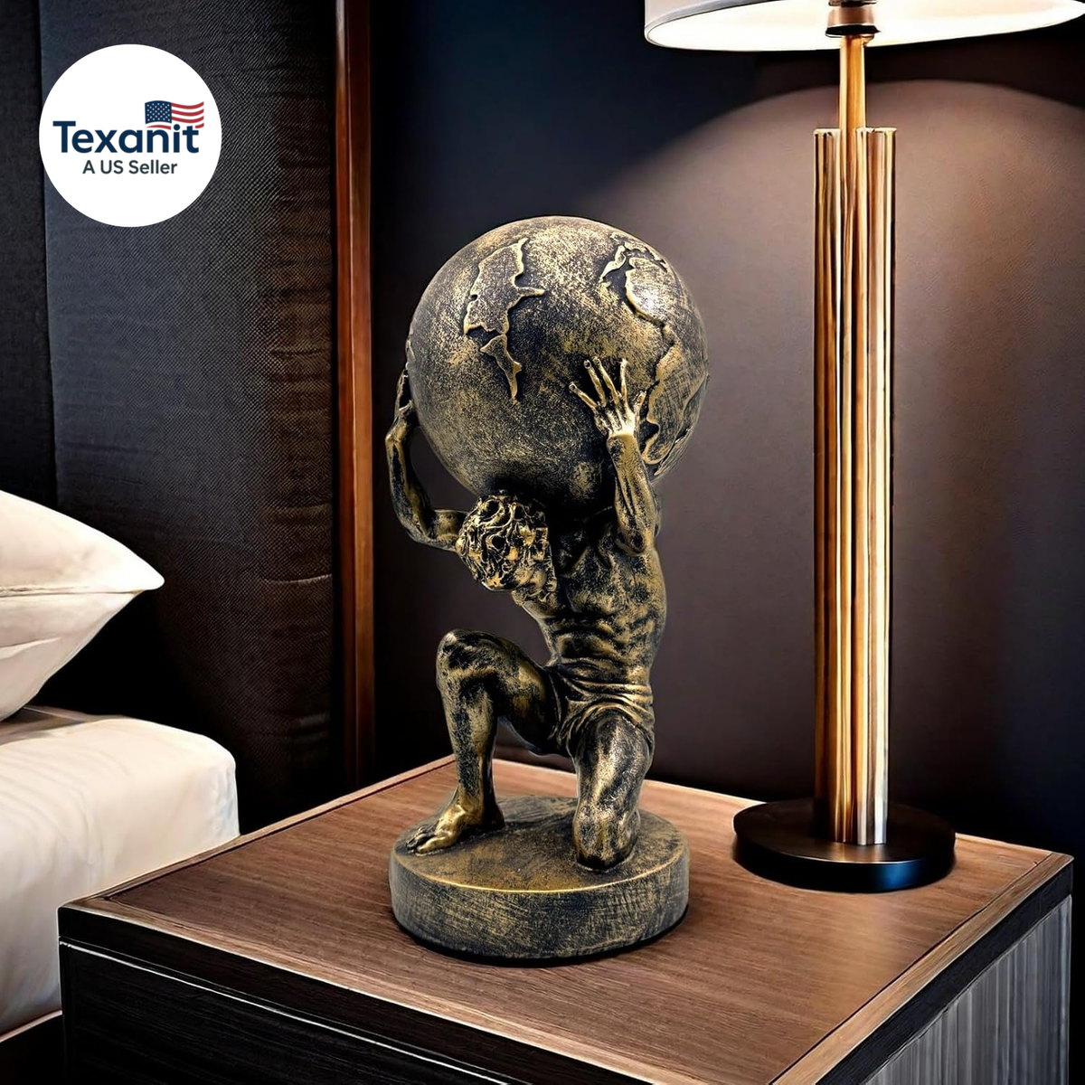11 Inch Large Atlas Holding World Greek God Statue Sculpture