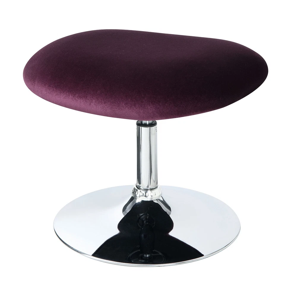 Benzara Fabric Curved Design Chair with Ottoman and Tubular Base, Set of 2, Purp - Image 3 of 4