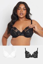 Yours Curve Women's Plus Size 2 PACK Lace Non Padded Underwired Bras