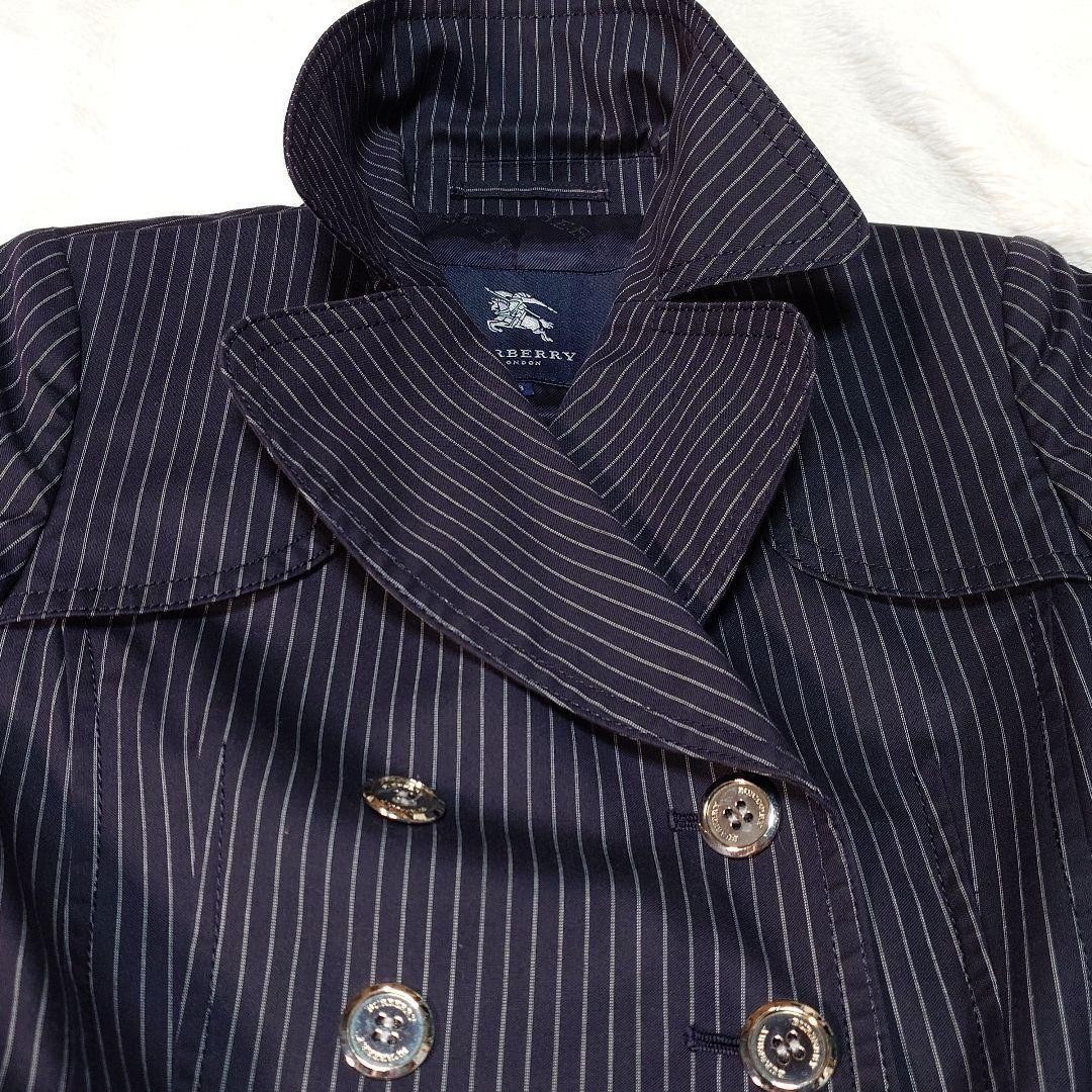 Burberry London Trench Coat Navy Blue Cotton With Buttons Size 38 For Women thumbnail 21