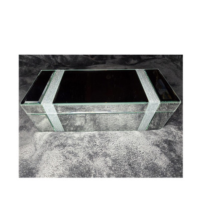 Cynthia Rowley Rectangular Glass Decorative Box w/ Lid Black /Mirror 